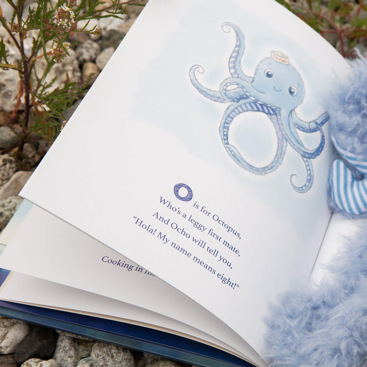 Bunnies by the Bay 'By the Sea A to Z' children's book open to octopus page