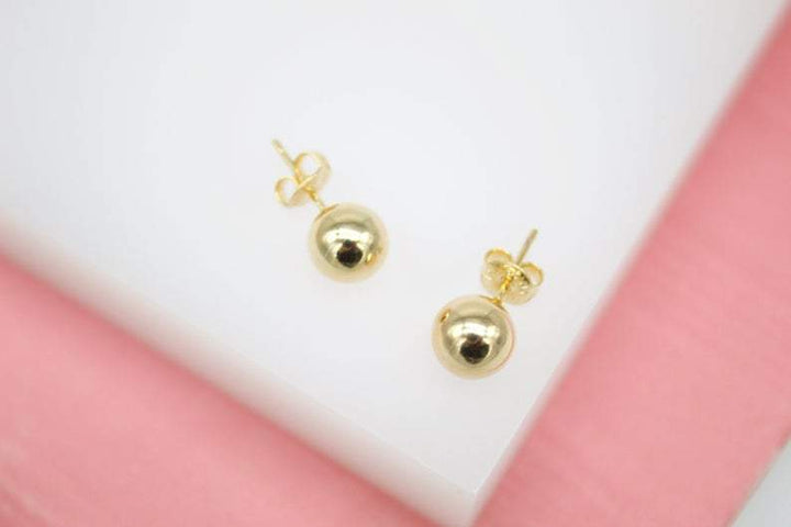 18K Gold Filled Small Gold And Rhodium 8mm Stud Earrings