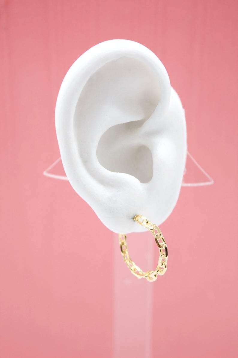 18K Gold Filled Paper Clip Open Hoop Earrings