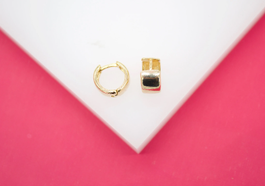 18K Gold Filled Wide Huggies Earrings