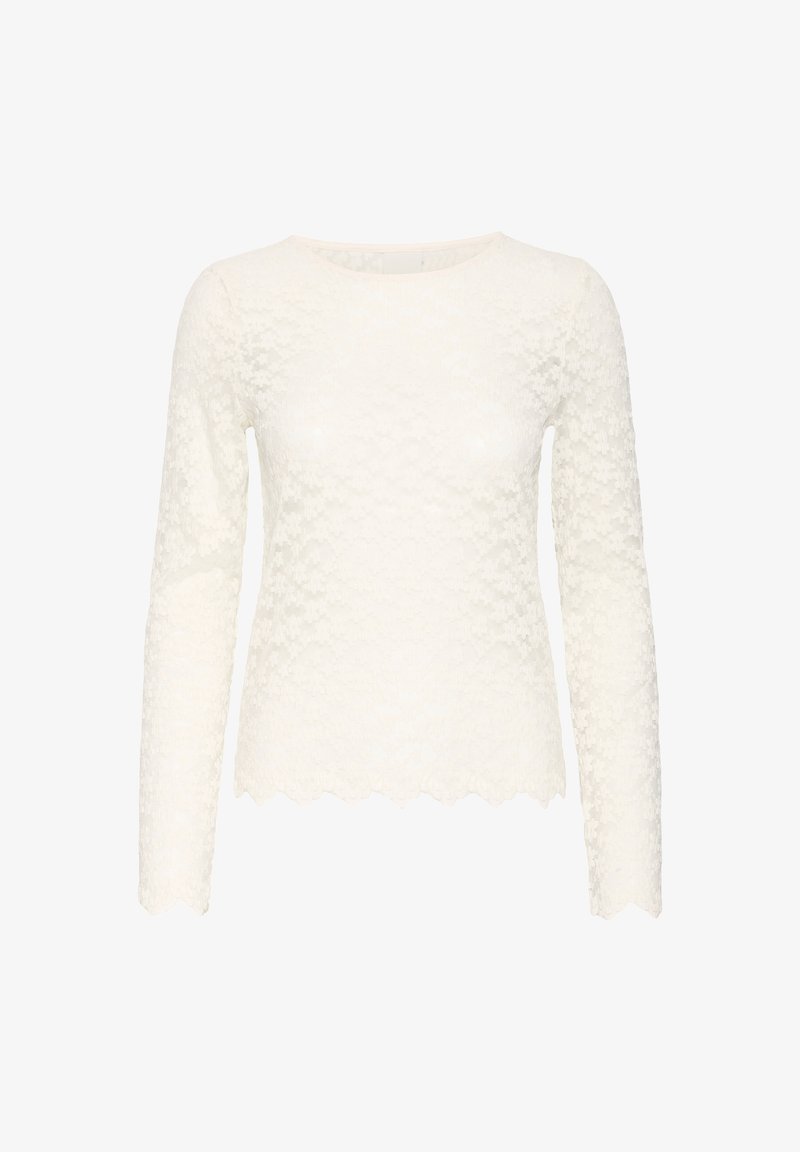 ICHI Ihnojelly long sleeve cream lace top with delicate floral pattern