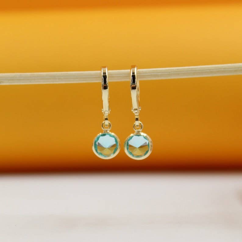 18k Gold Filled CZ Round Dangle Earrings