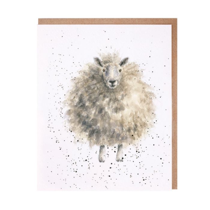 Wrendale sheep greeting card with watercolor illustration and kraft envelope