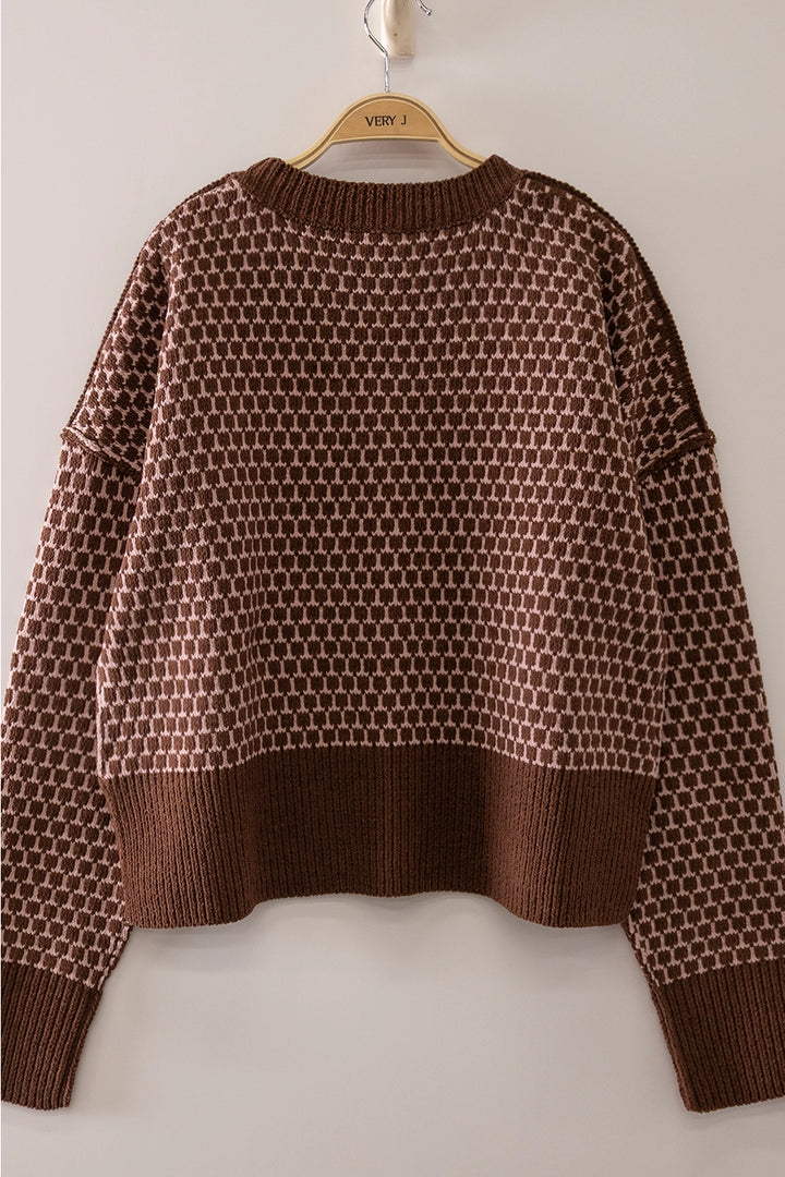 Geometric Check Pattern Sweater