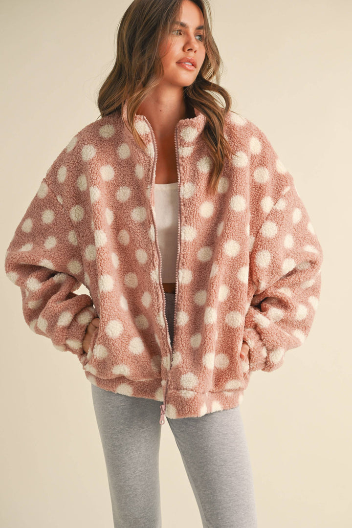 Polka Dot Teddy Bear Zipper Jacket