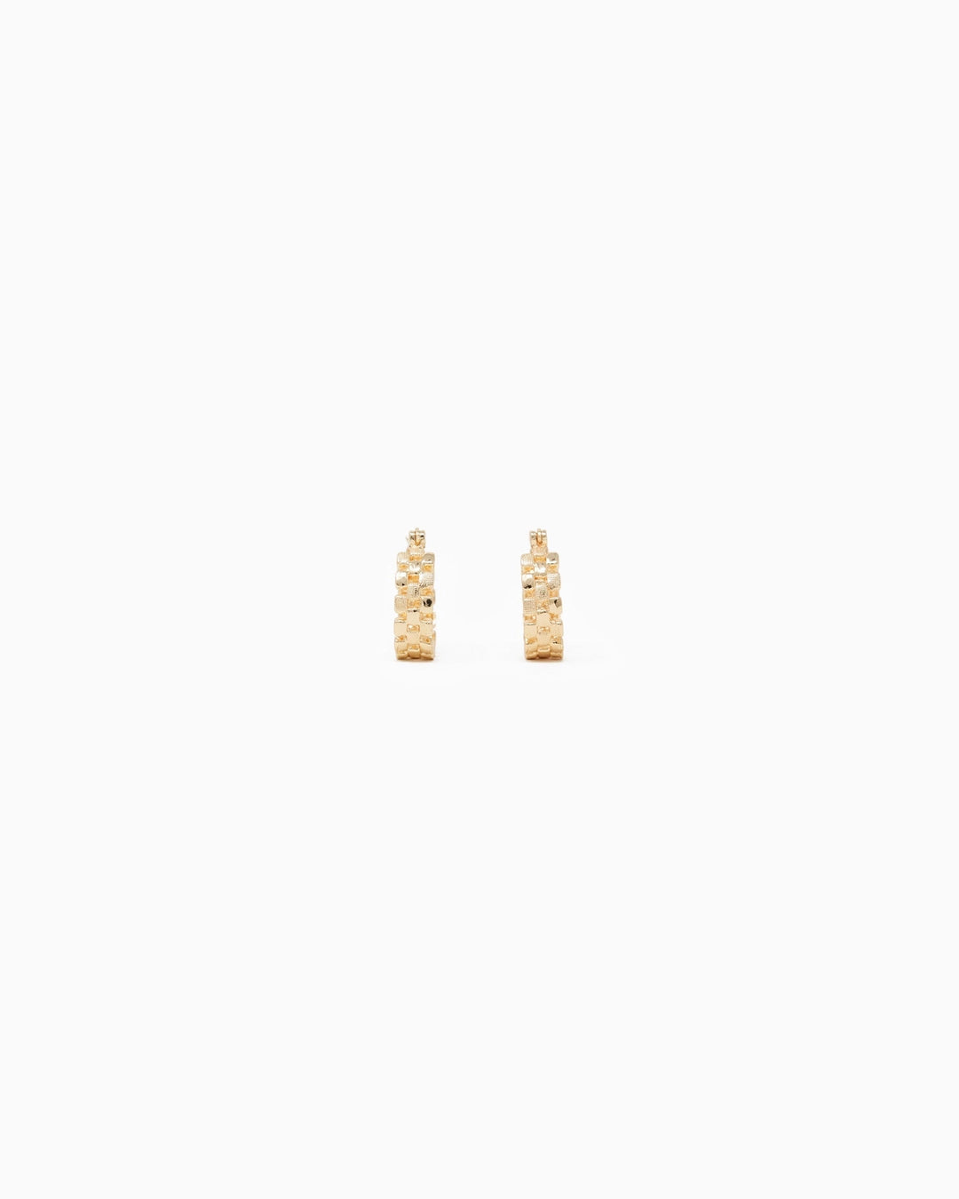 Checkered Pattern Cutout Hoop Earrings