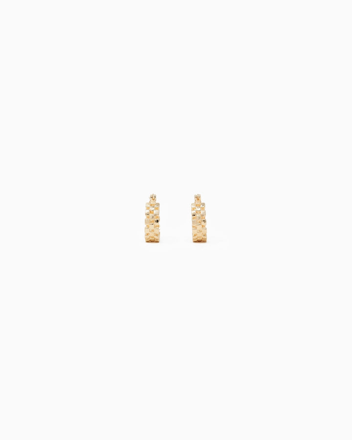 Checkered Pattern Cutout Hoop Earrings