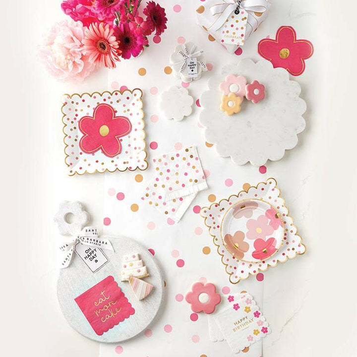 Pink Die Cut Flower Cocktail Napkin