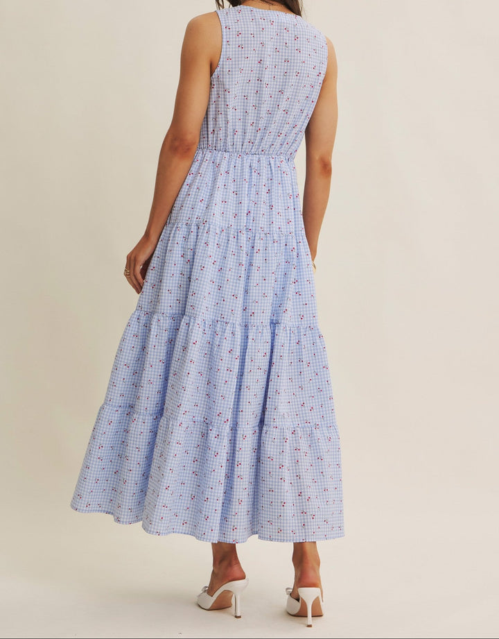 Sweet Cherry Button Front Maxi Dress