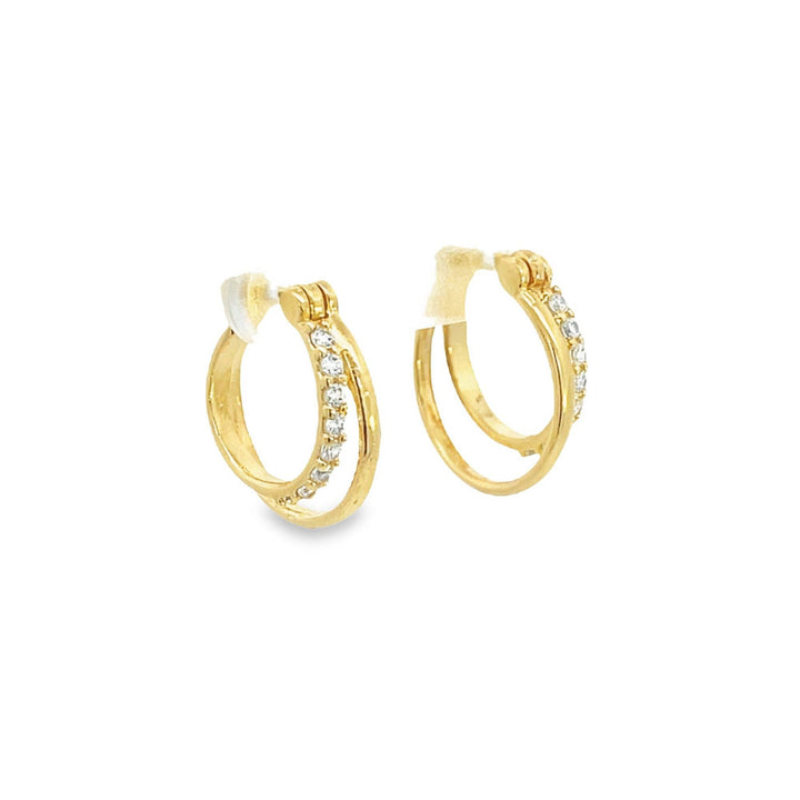 18K Gold Filled CZ Layered Lever Back Huggies Earrings