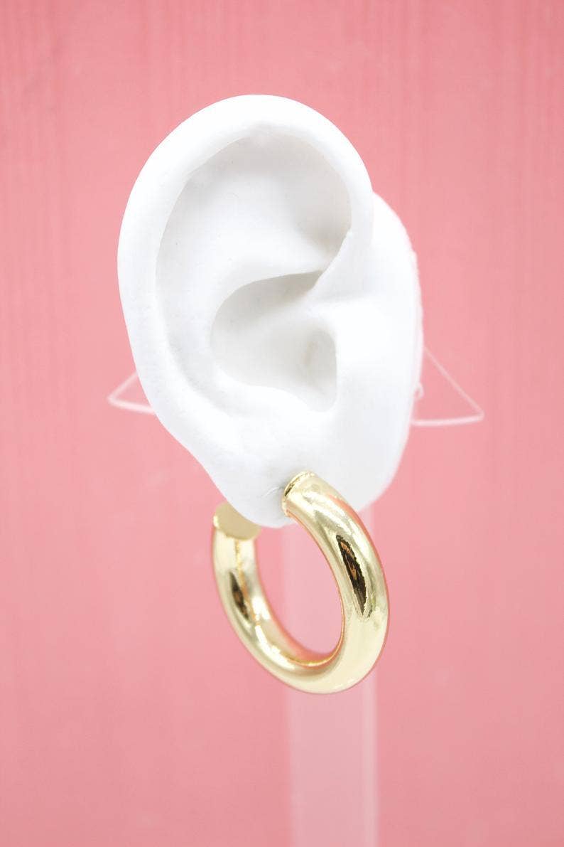 18K Gold Filled Chunky Thick Open Hoop Stud Hoops