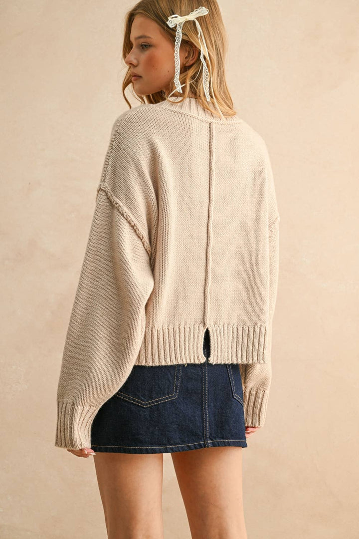 Paneled & Slit Detail Sweater