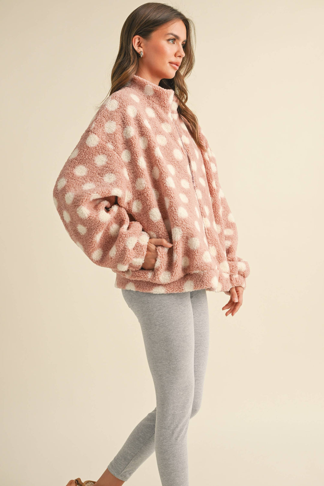 Polka Dot Teddy Bear Zipper Jacket