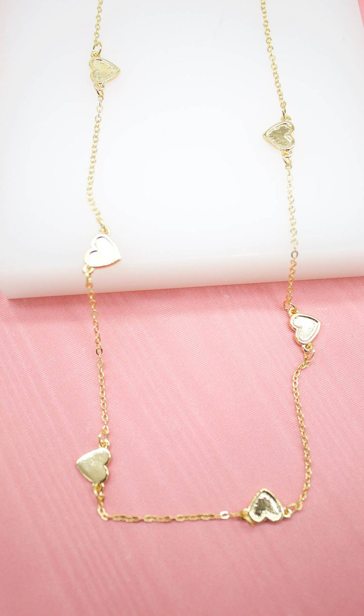 18K Gold Filled Dainty Rolo Heart Chain Necklace