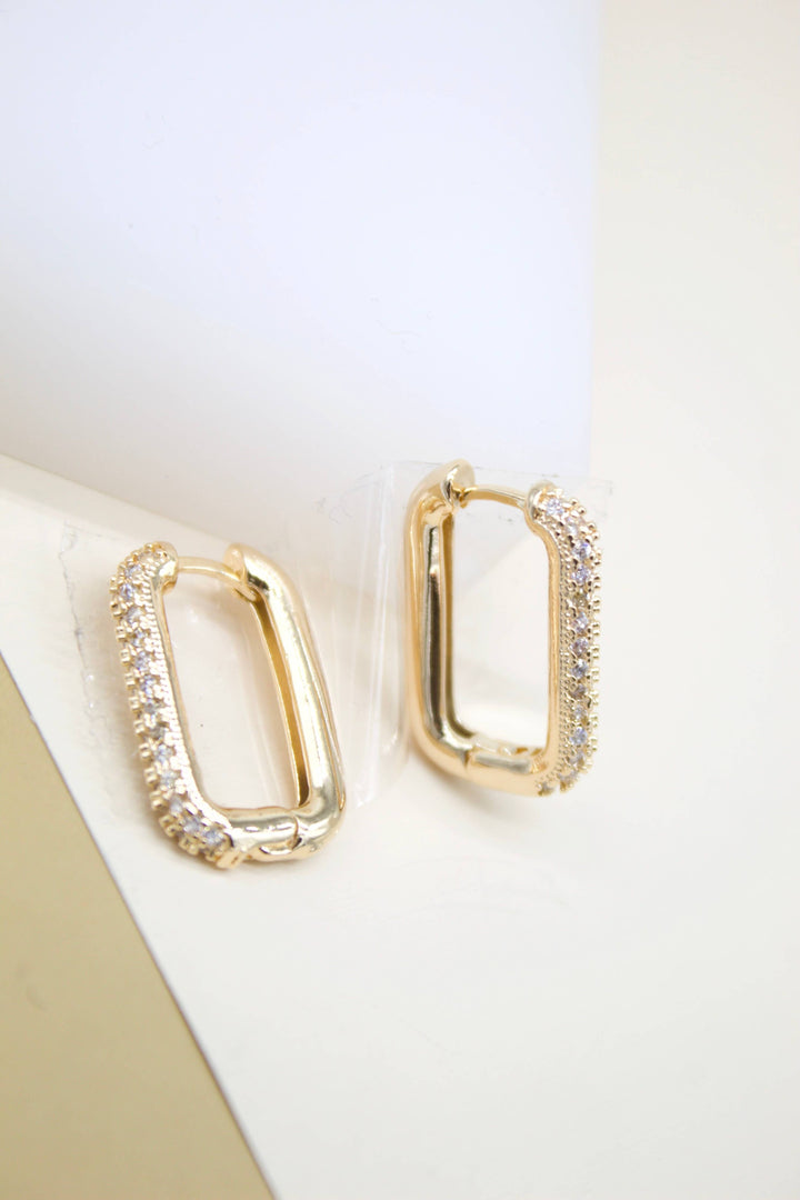 18K Gold Filled CZ Pave Huggies Earrings