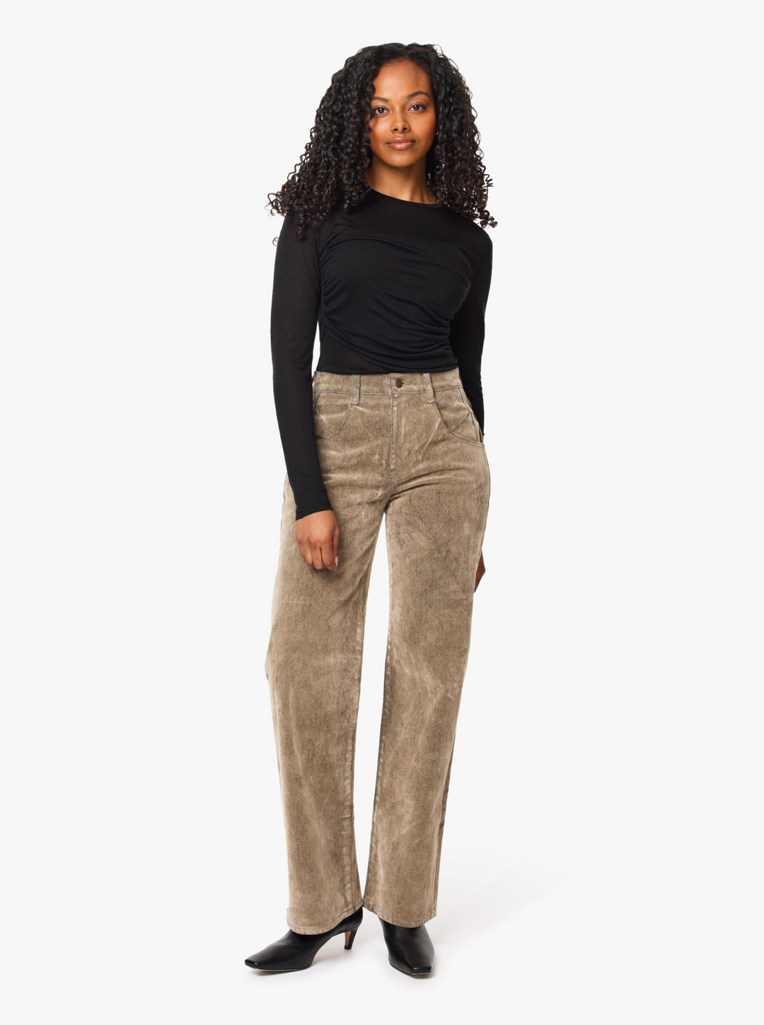 Blaine Flocked High Rise Straight Jeans