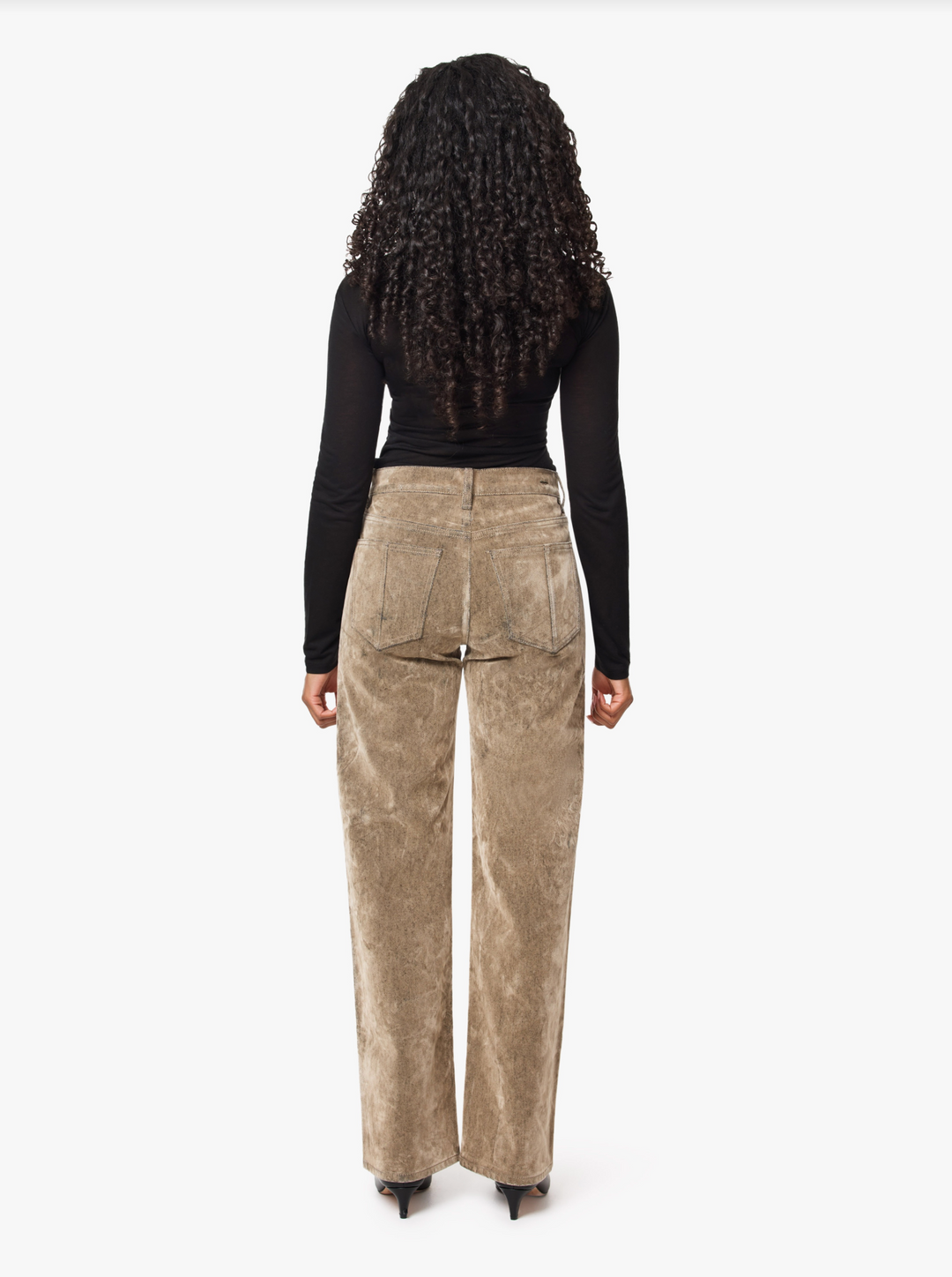 Blaine Flocked High Rise Straight Jeans