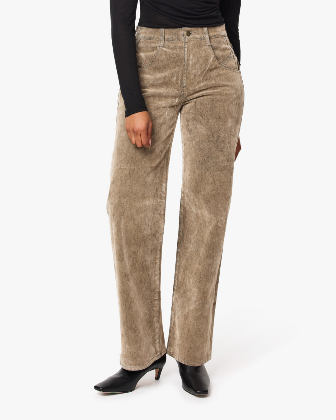 Blaine Flocked High Rise Straight Jeans