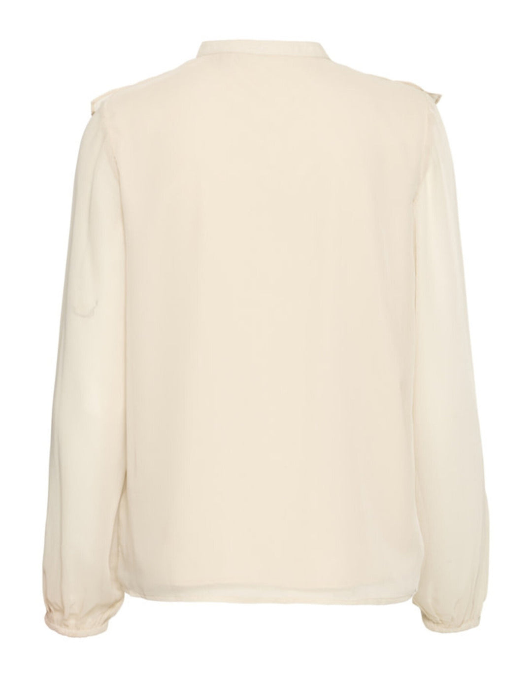 b.young Bygijo cream oatmeal long sleeve blouse with ruffle collar detail