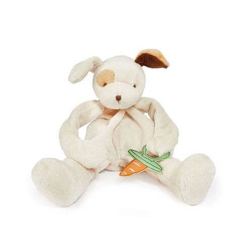 Bunnies by the Bay Silly Buddies cream plush puppy with brown ears and carrot toy