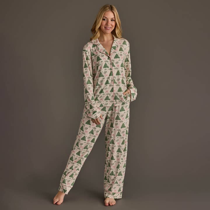 Trees &amp; Bows Jersey Pajama Set