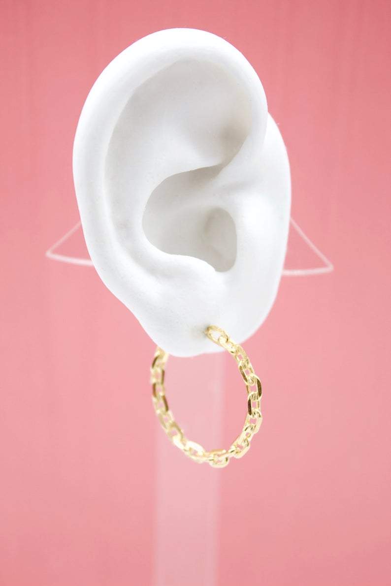 18K Gold Filled Paper Clip Open Hoop Earrings