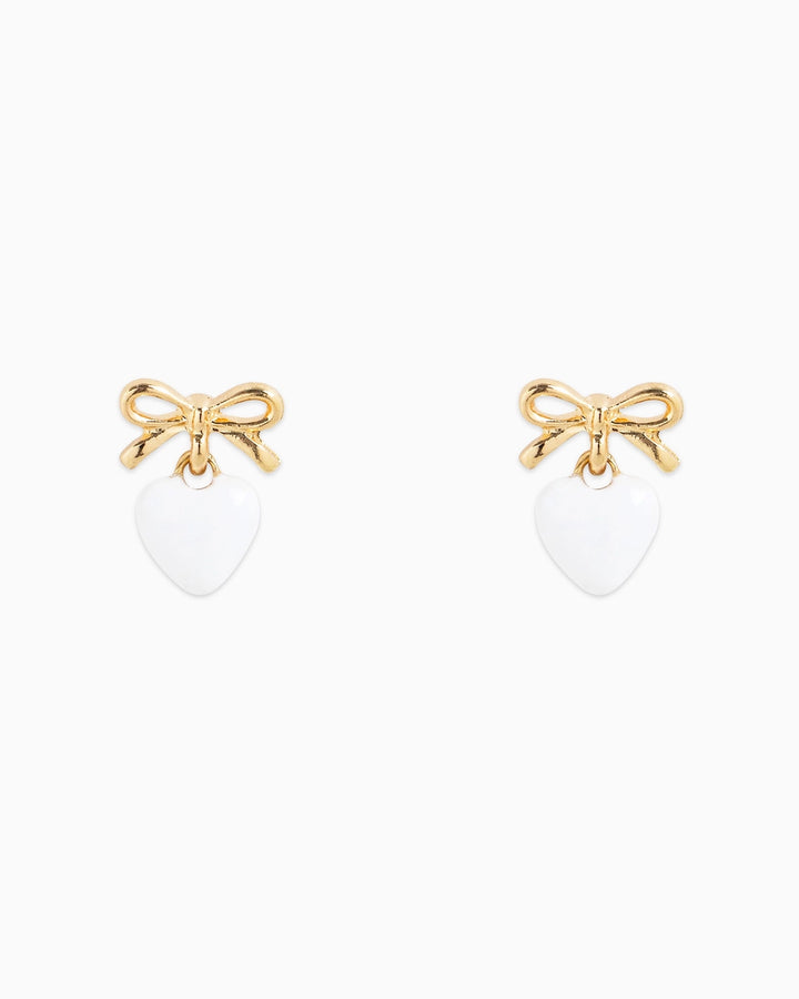 Tiny Bow and Puff Heart Epoxy Drop Earrings