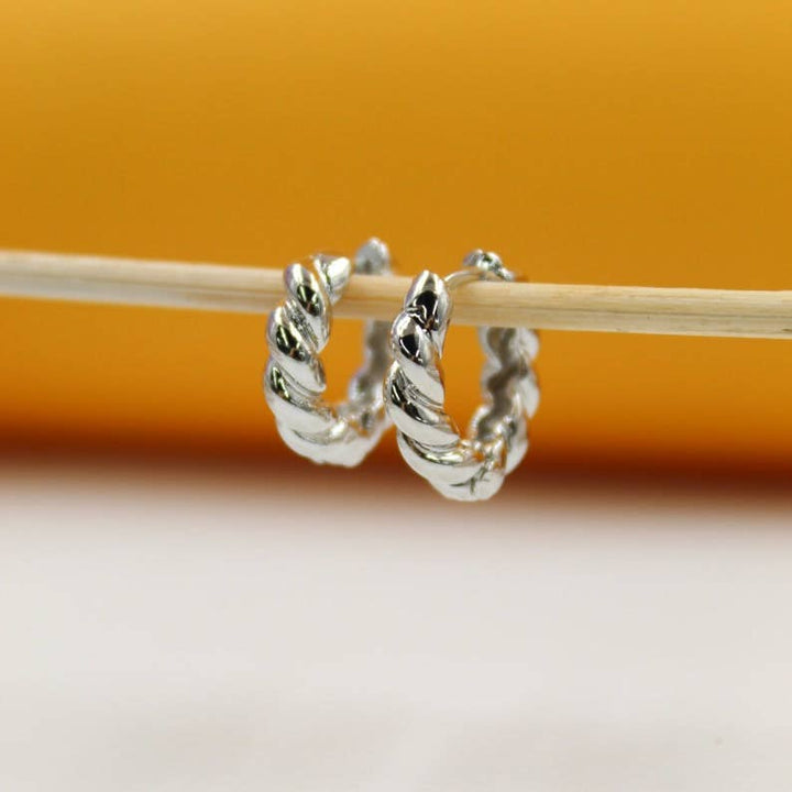 18K Gold Filled Croissant Twist Hoops Earrings