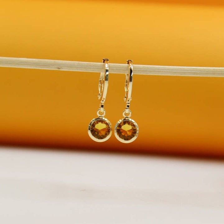 18k Gold Filled CZ Round Dangle Earrings