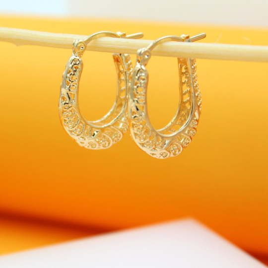 18K Gold Filled Designed Hoops