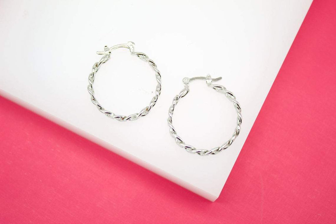 18K Gold Filled 4mm Curb Cuban Hoops Lever Back Hoop