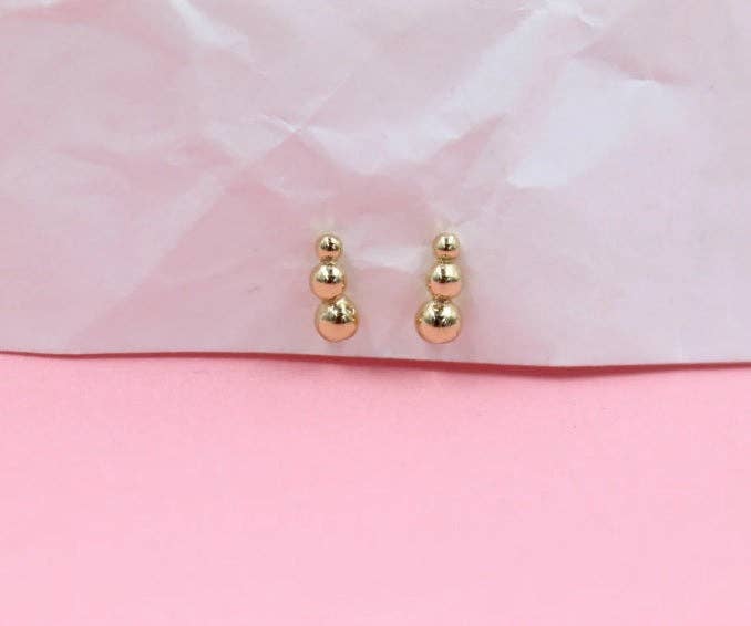 18K Gold Filled Beaded Stud Earrings
