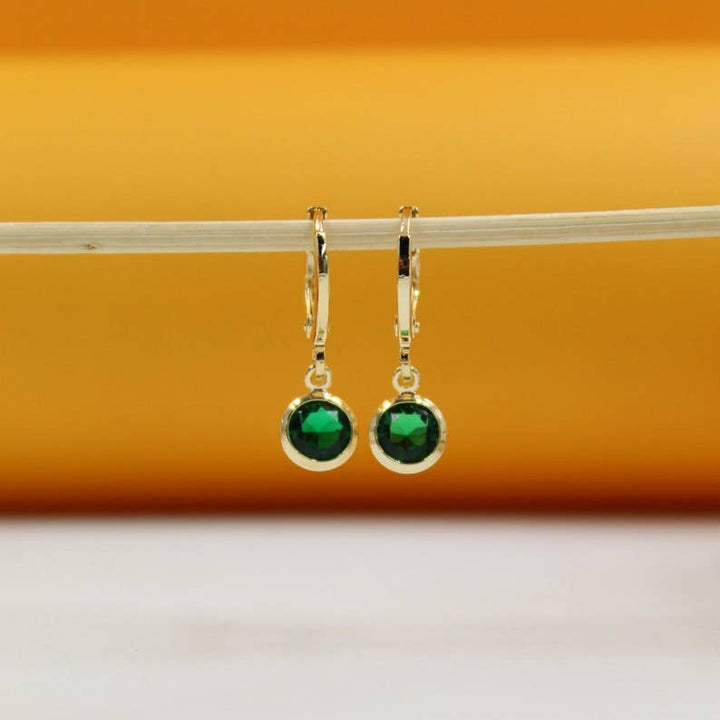 18k Gold Filled CZ Round Dangle Earrings