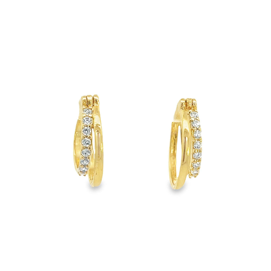 18K Gold Filled CZ Layered Lever Back Huggies Earrings