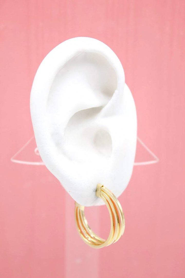 18K Gold Filled Tripple Hoop Open Hoop Earrings