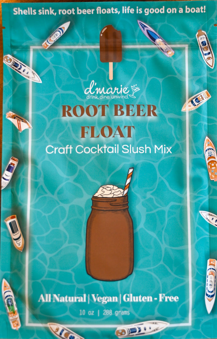 D'Marie Root Beer Float Craft Cocktail Slush Mix package with nautical boat theme