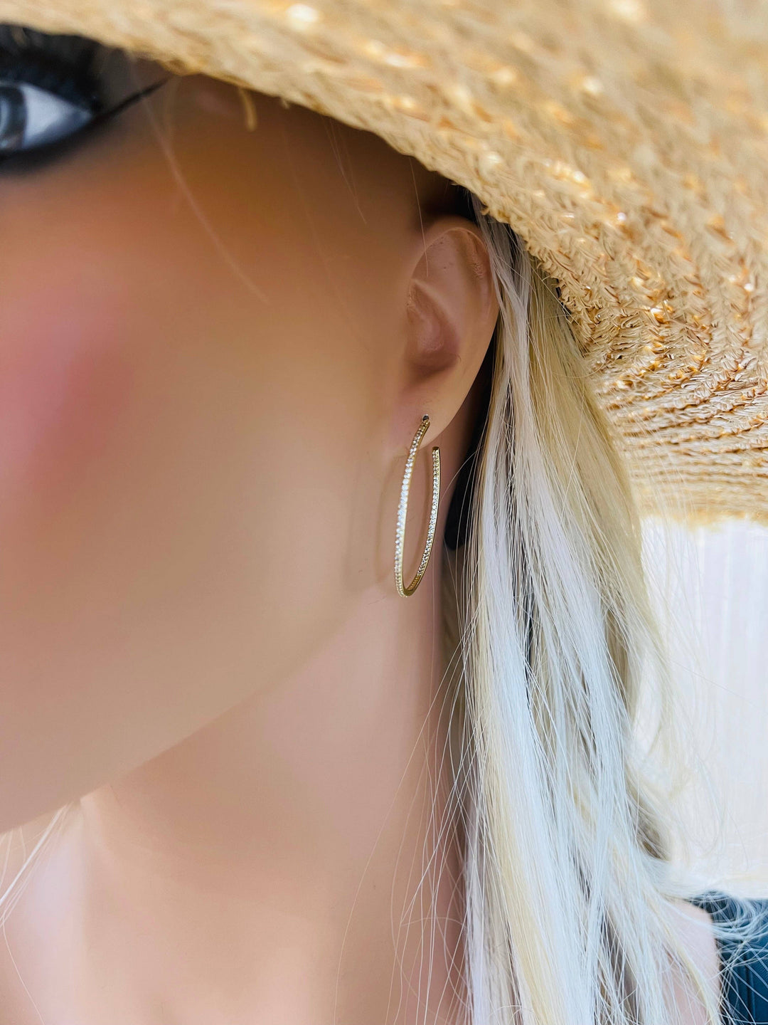 Thin CZ Minimalist Hoop Earrings