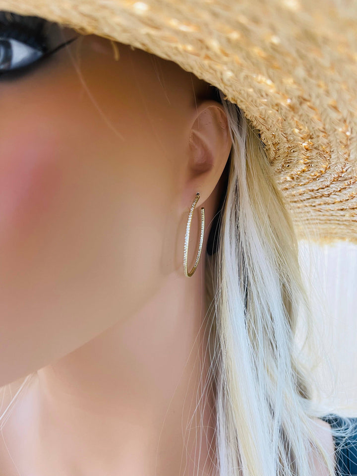 Thin CZ Minimalist Hoop Earrings