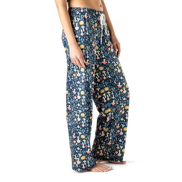 Hello Mello Down to Earth pajama pants in navy floral print with drawstring waist