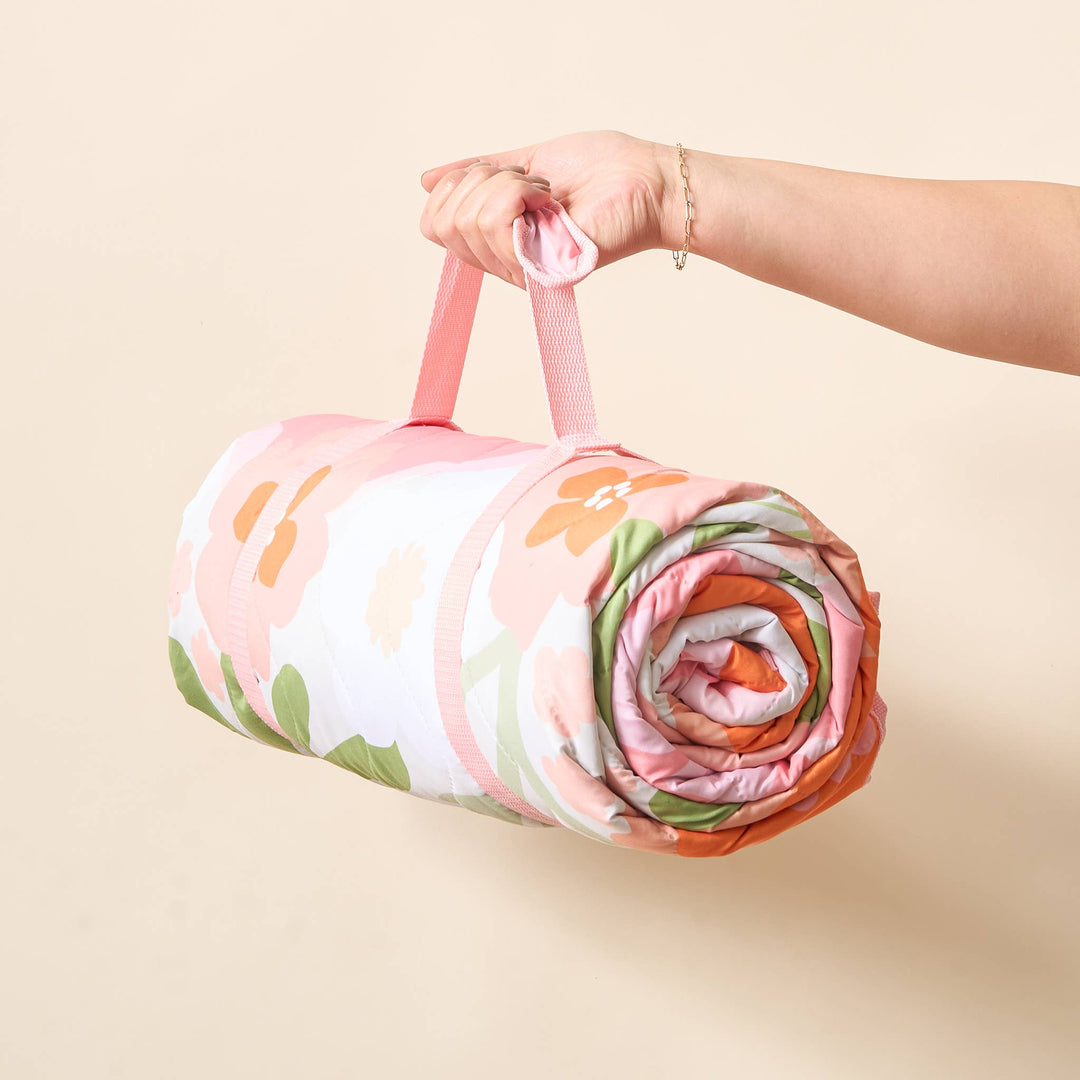 On-the-Go Quilted Blanket-Beyond Blooms Pink Orange