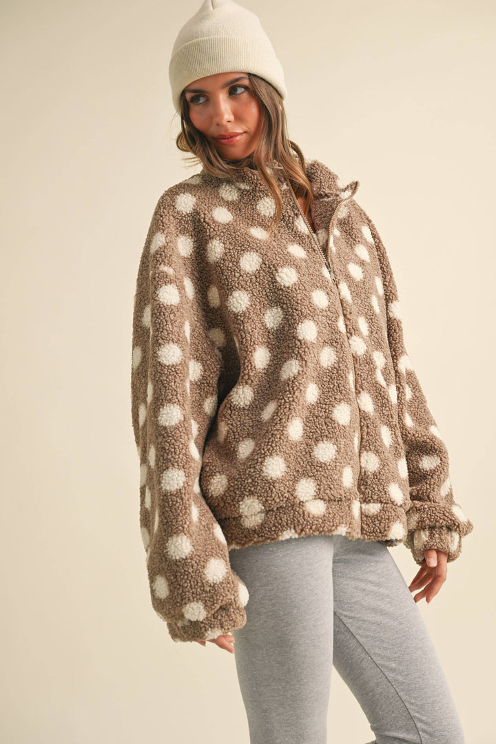 Polka Dot Teddy Bear Zipper Jacket