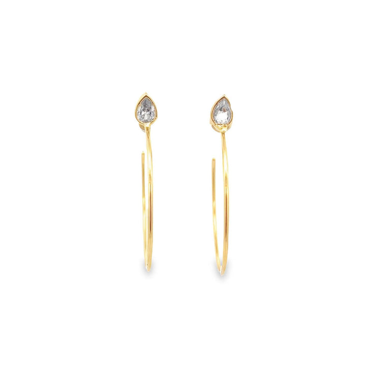 18K Gold Filled CZ Slim Open Hoop Stud Earrings