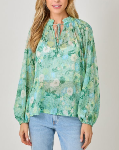 Ruffle Collar Peasant Blouse