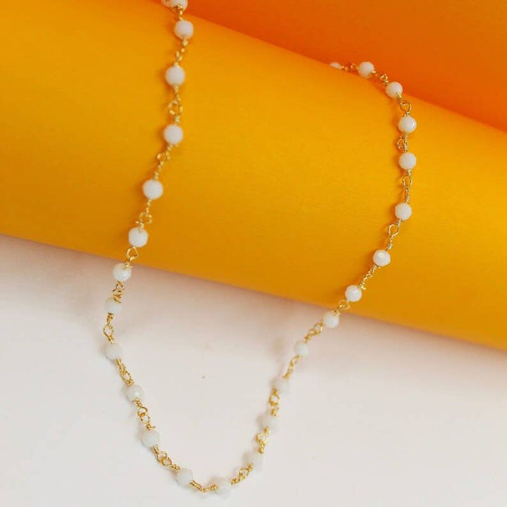 18K Gold Filled White Beaded Necklace