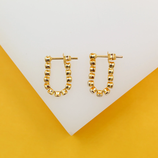 18K Gold Filled CZ Half Stud Earrings