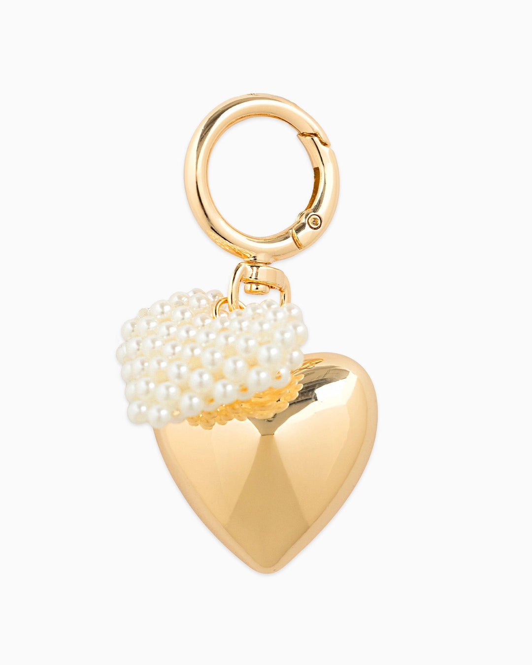 Double Puff Pearl heart Bag Charm