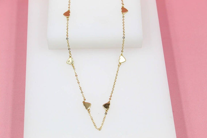 18K Gold Filled Dainty Rolo Heart Chain Necklace