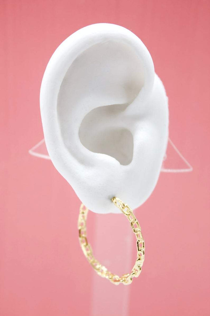 18K Gold Filled Paper Clip Open Hoop Earrings