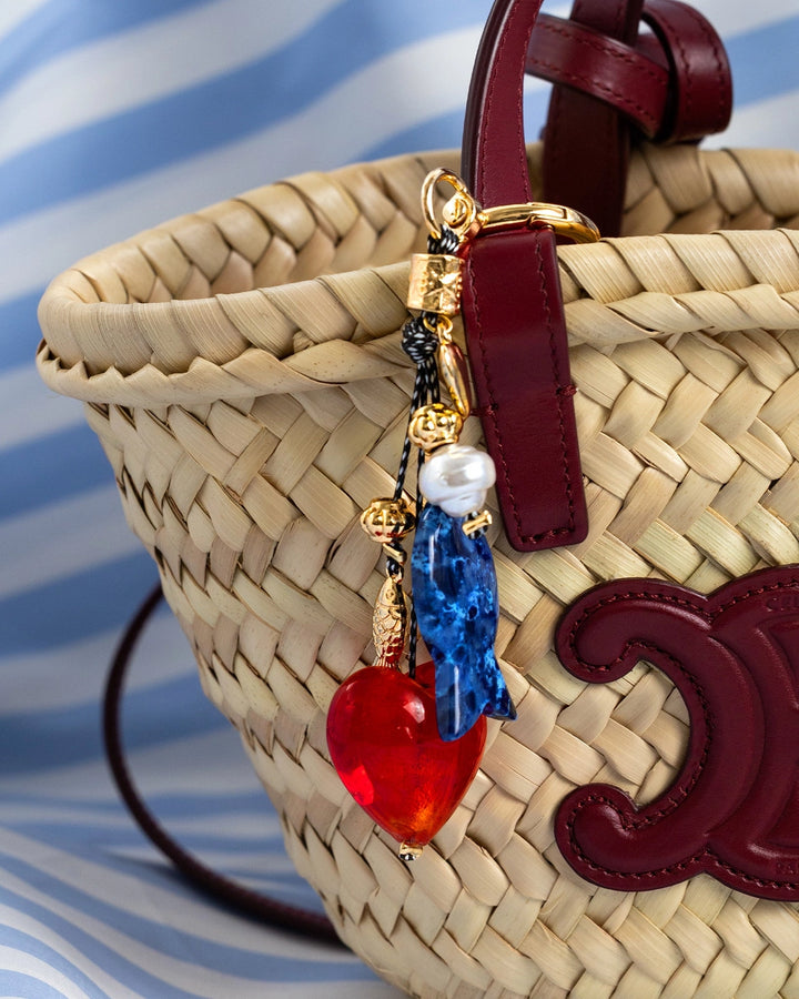 Love Heart Marbled Fish Dangle Bag Charm