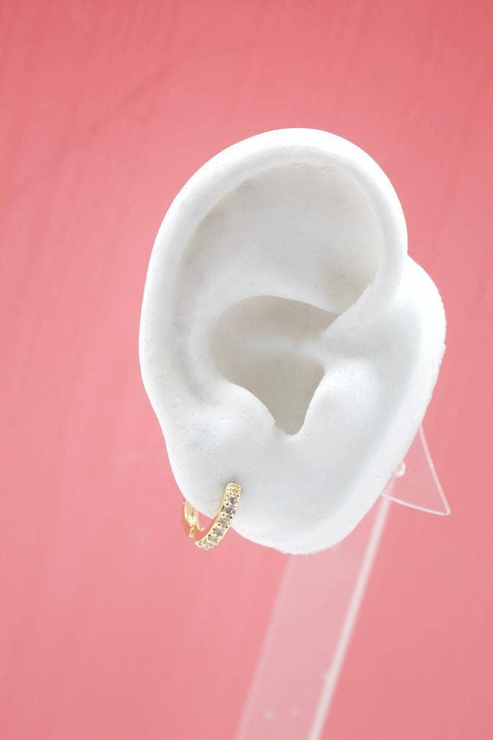 18K Gold Filled CZ Cubic Zirconia Hoop Circle Stud Earrings